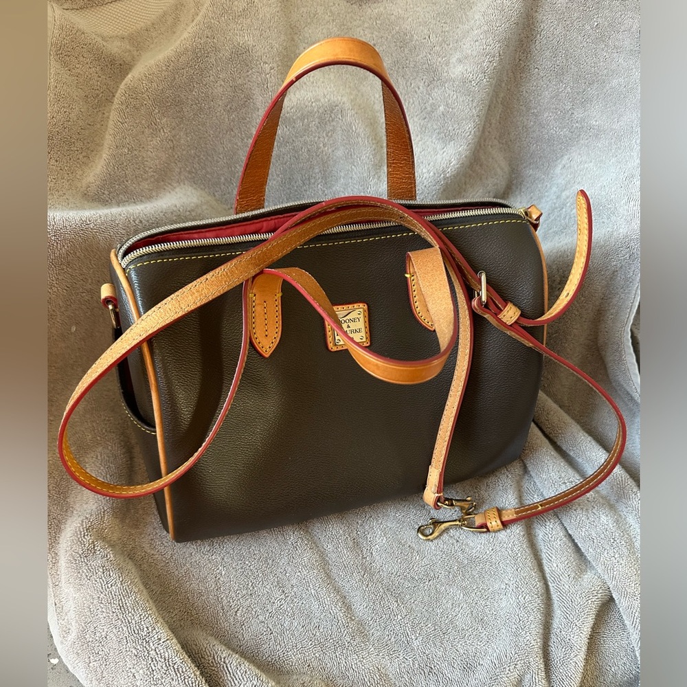 COPY - Dooney & Bourke Olivia Satchel Brown Pebble with crossbody strap
